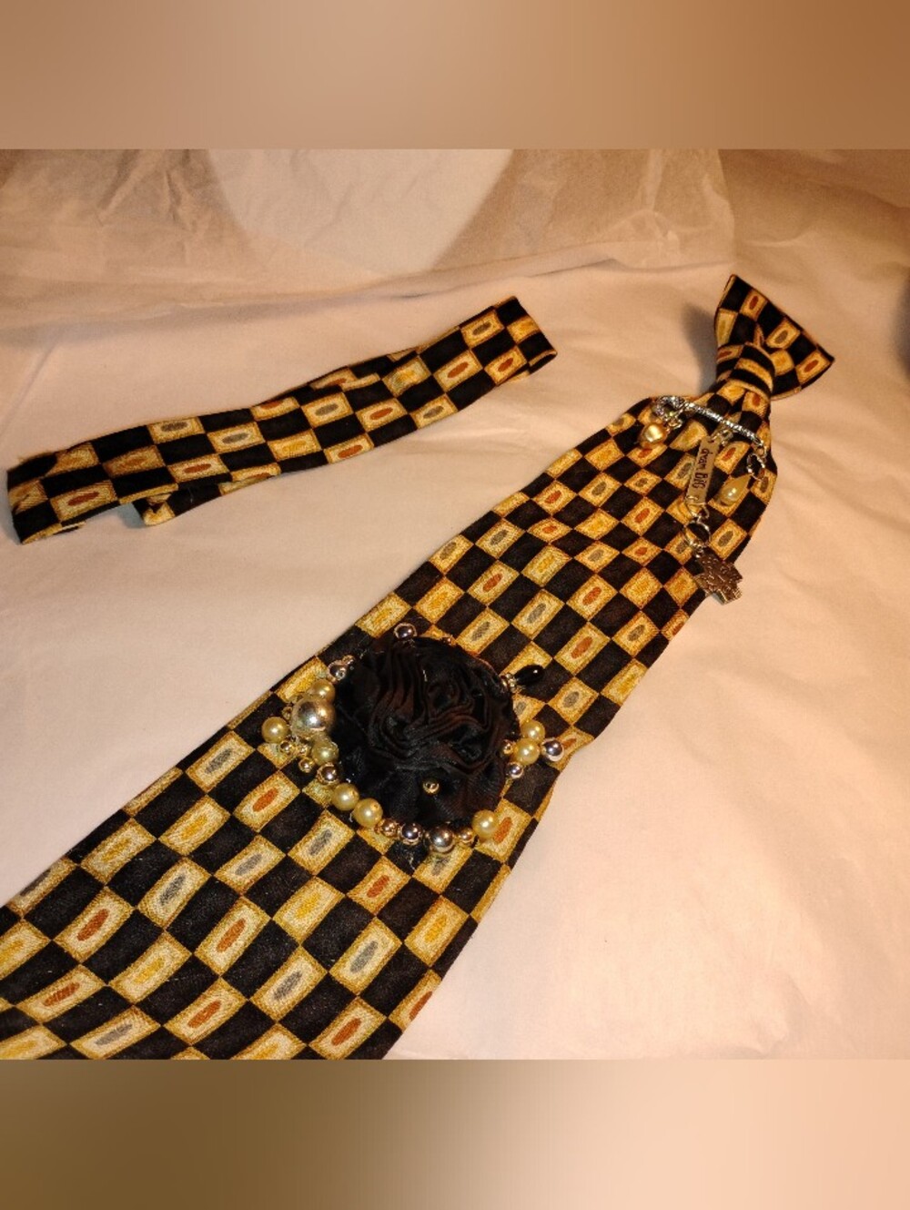 Woman's Necktie. One Of A Kind Design. Upcycle. - Picture 2 of 5